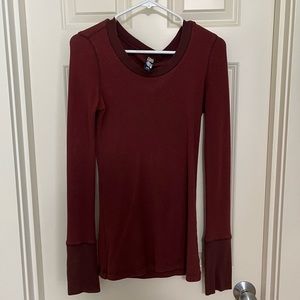 Free People red burgundy long sleeve shirt size medium